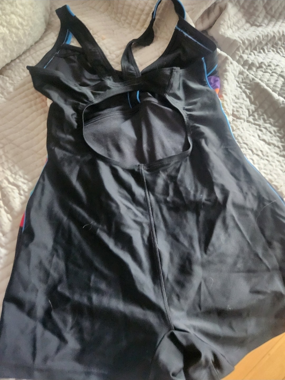 Eomen ' Black One-Piece Swimsuit with Colorful Stripes Or Leotard - Picture 2 of 2